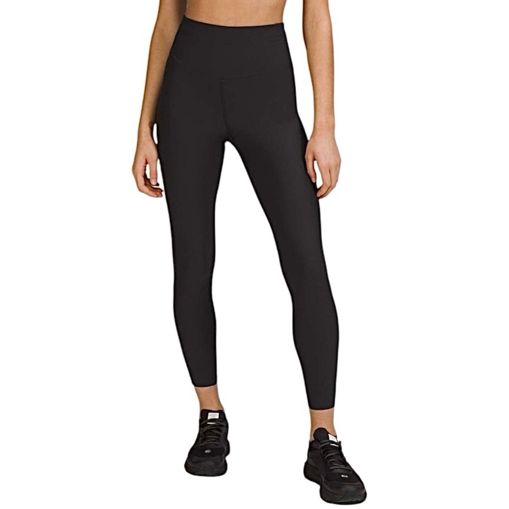 Lululemon Base Pace High Rise Black Ribbed 25" Athletic Tights Size 2